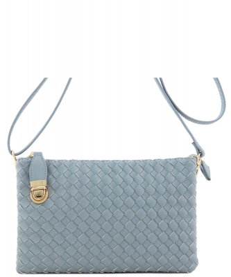 Fashion Woven Clutch Crossbody Bag WU112 BLUE GRAY